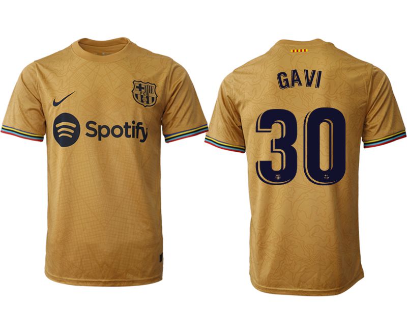 Men 2022-2023 Club Barcelona away aaa version yellow #30 Soccer Jersey->customized soccer jersey->Custom Jersey